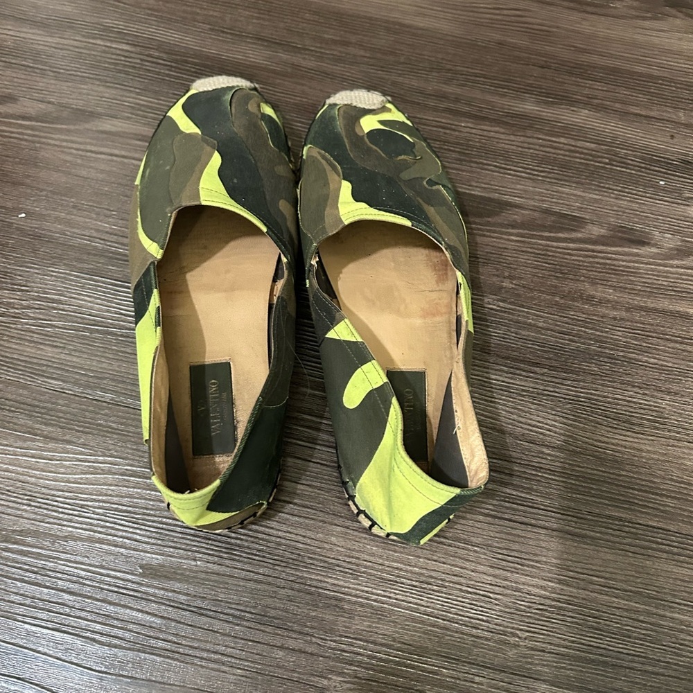 Valentino Camouflage Flats in Green and Brown - Picture 3 of 7